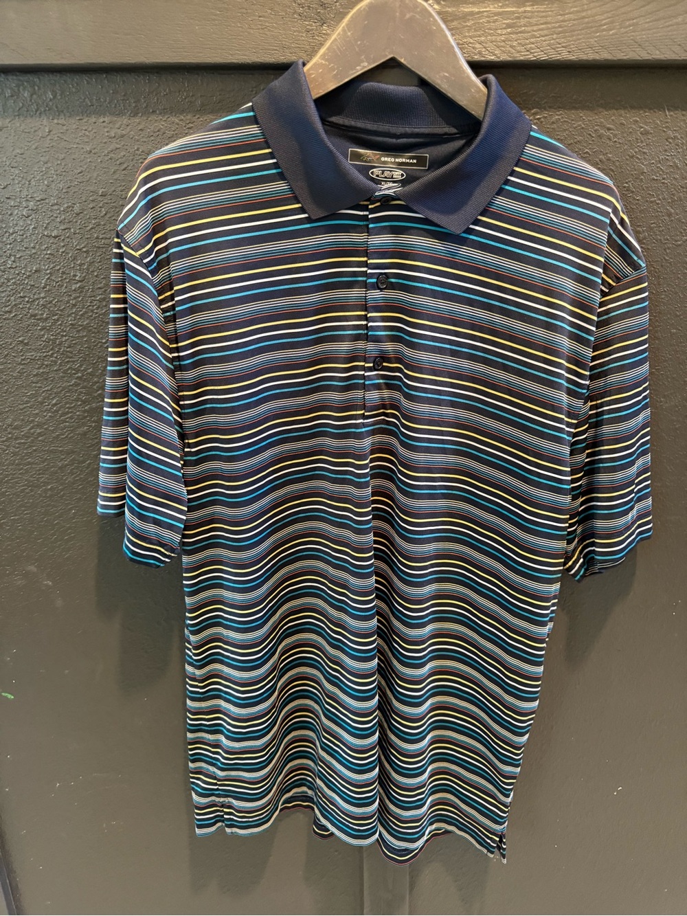 Greg Norman Striped Navy Polo Shirt - Men